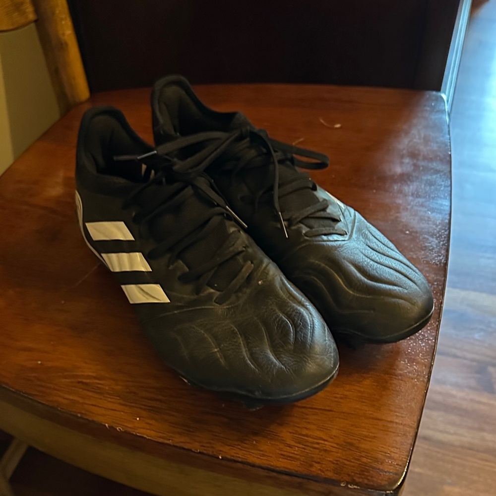 adidas Men’s Black Athletic Cleats with White Stripes